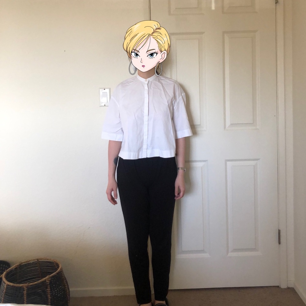 Zara white crop shirt